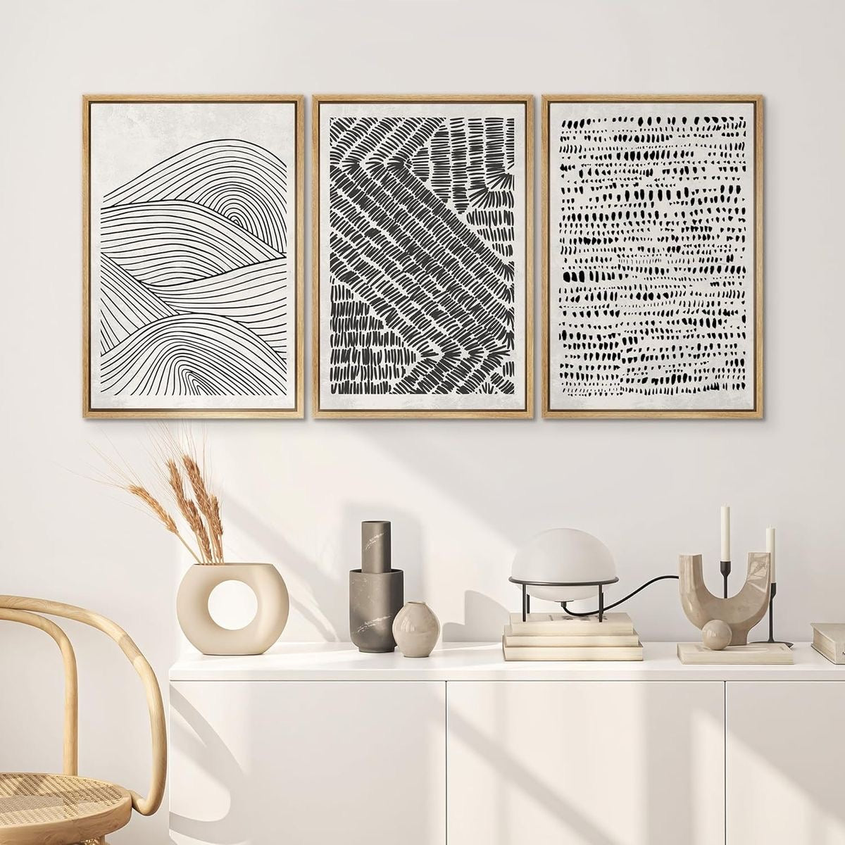 Black and white series X l Set of 3