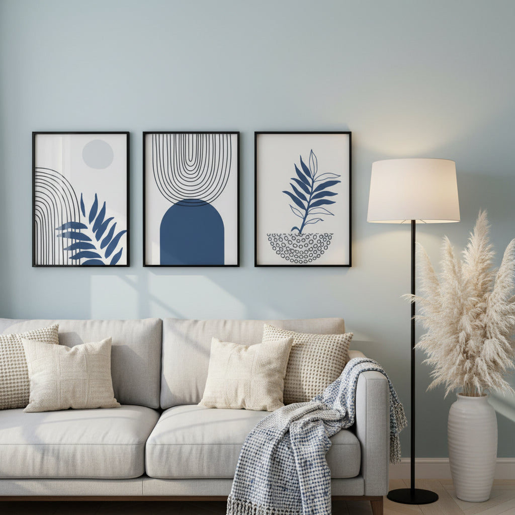 Boho Blue Wall Art | Set of 3