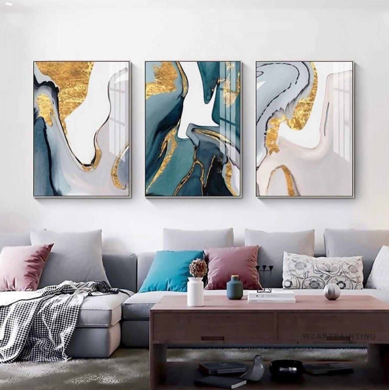 Abstract Gold Seascape Art  | Set of 3