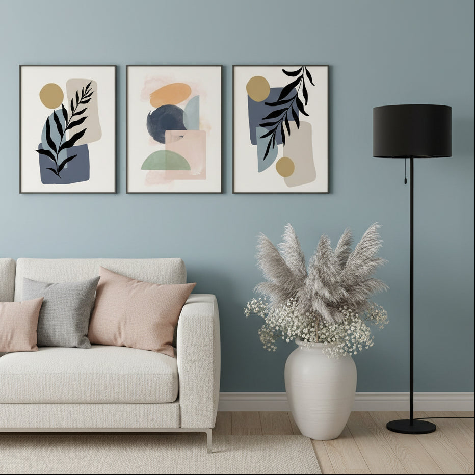 Boho Blue Wall Art | Set of 3