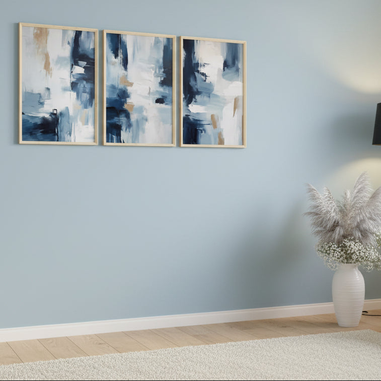 Navy Blue Abstract Art | Set of 3