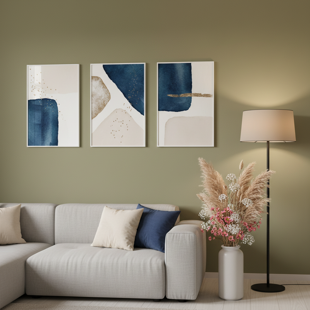 Navy Gold Wall Art | Set of 3