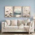 Floral Japanese Scroll Art | Set of 3