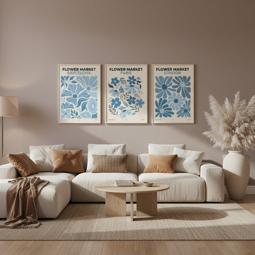 Blue Flower - Set of 3