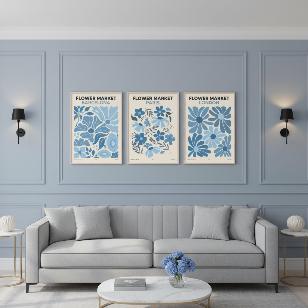 Blue Flower - Set of 3