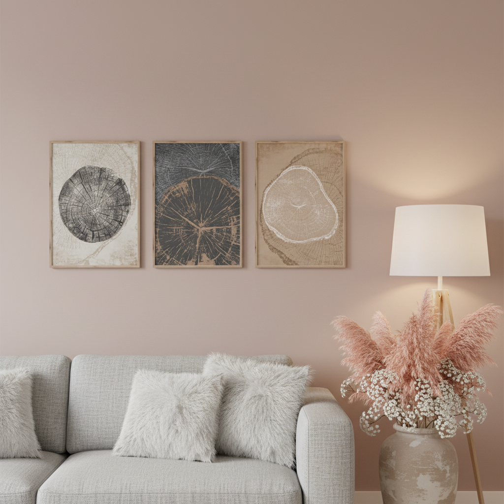 Neutral Beige Tree Ring Pattern | Set of 3