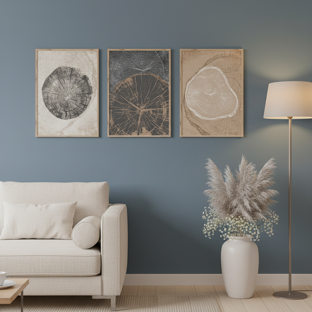 Neutral Beige Tree Ring Pattern | Set of 3