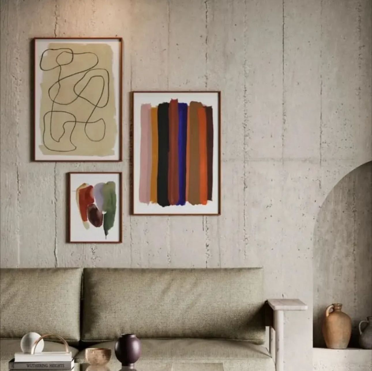 Beige Stripes Wall Art | Set of 3