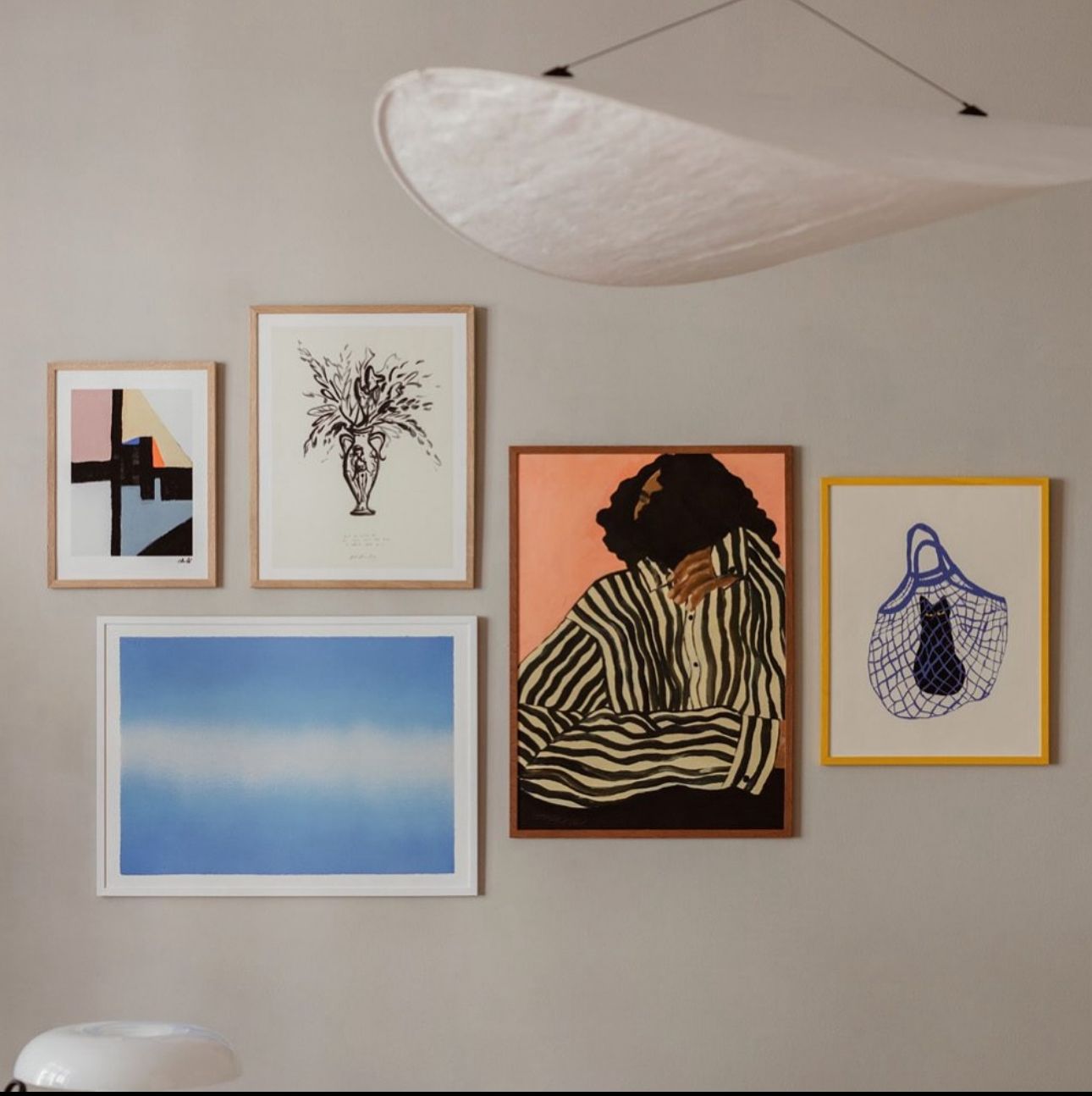 Abstract Women Vase Cat Geometric Nordic Wall Art | Set of 5