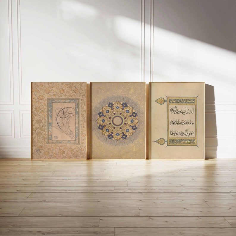 Arabic Mughal Wall Art | Set of 3